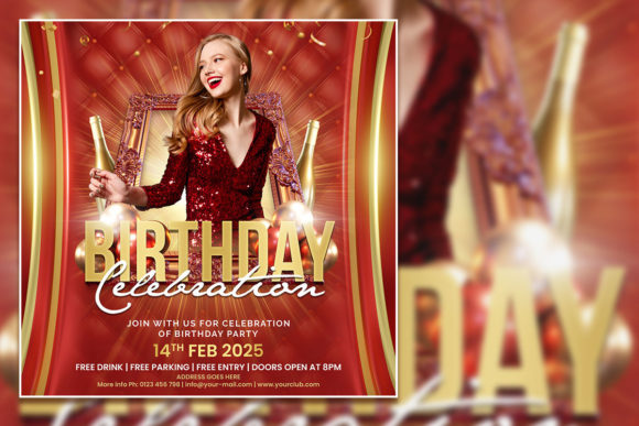 Red Style Birthday Social Media Post: A Bold Editable Template