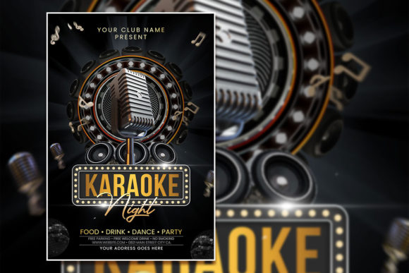 Set the Stage: Dark Style Karaoke Night Poster Template